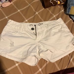 White Low Rise Jean Shorts